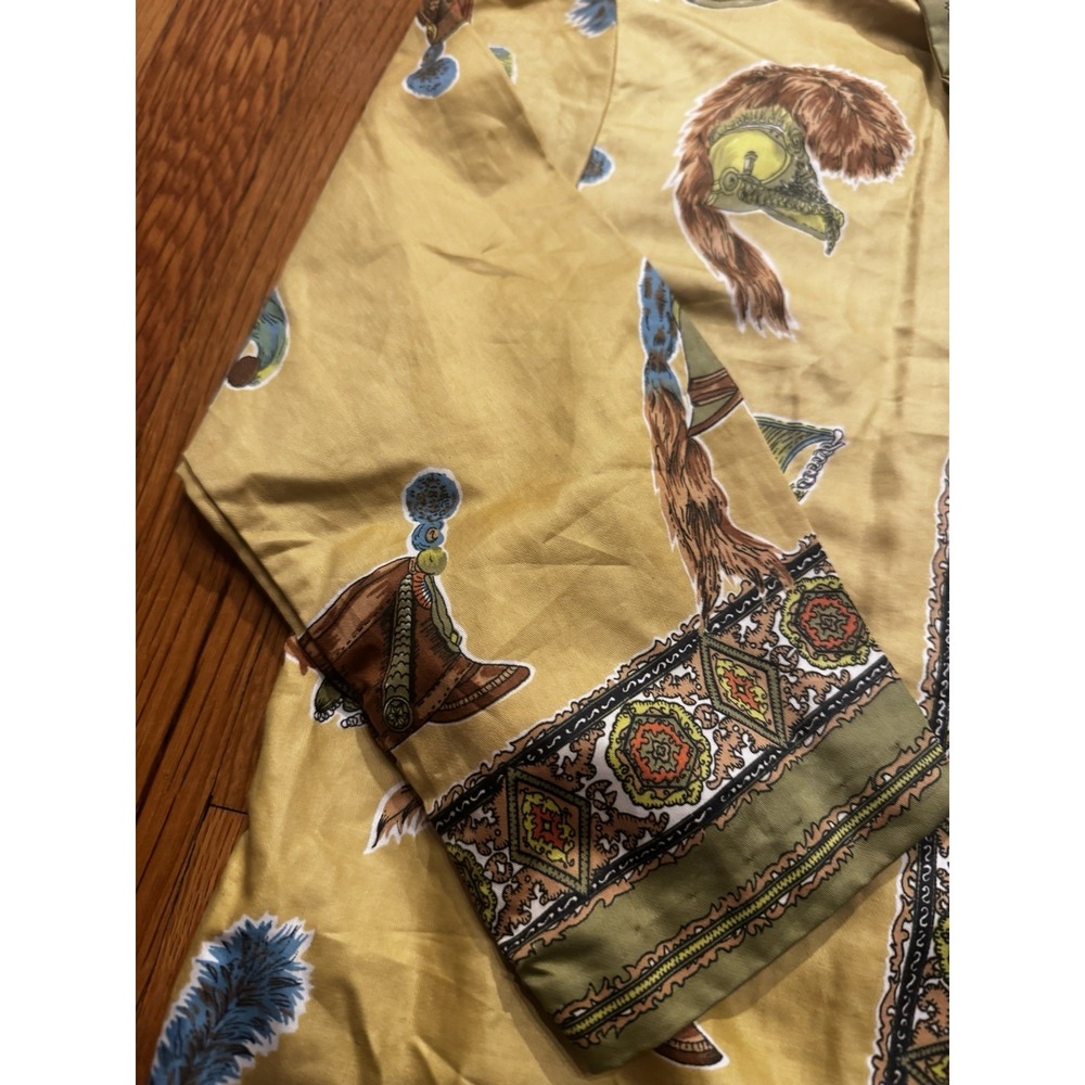 Vintage Women's Yellow Ornate Hat & Plume Indonesian Indian Baroque Shirt XS‎ - Picture 12 of 16